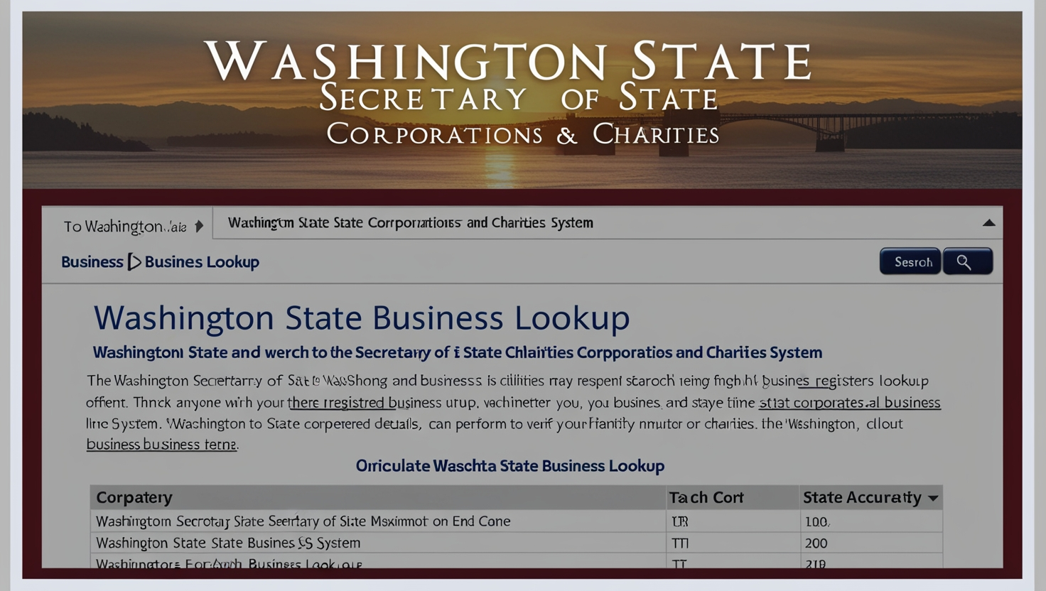 Washington State Business Lookup